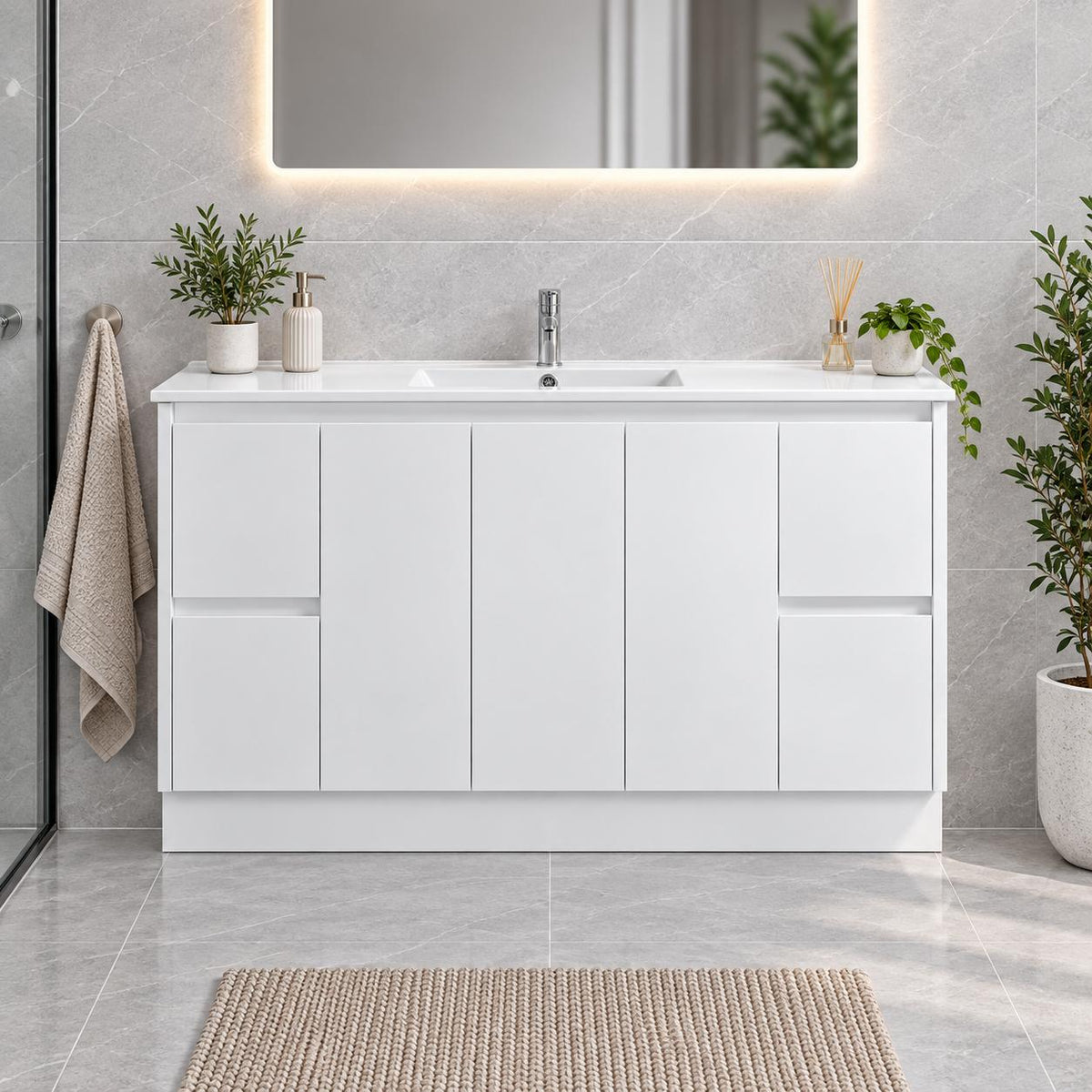 Presley 1500mm PVC Vanity on Kickboard - 1500x460x880mm