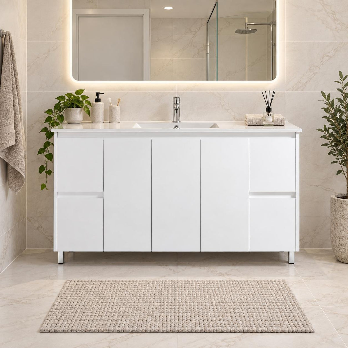 Presley 1500mm PVC Vanity on Legs - 1500x460x875mm