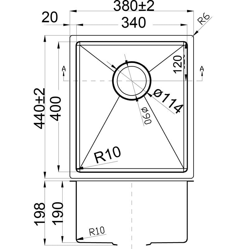 Eden Single Bowl Above / Undermount Sink 340mm – view 5