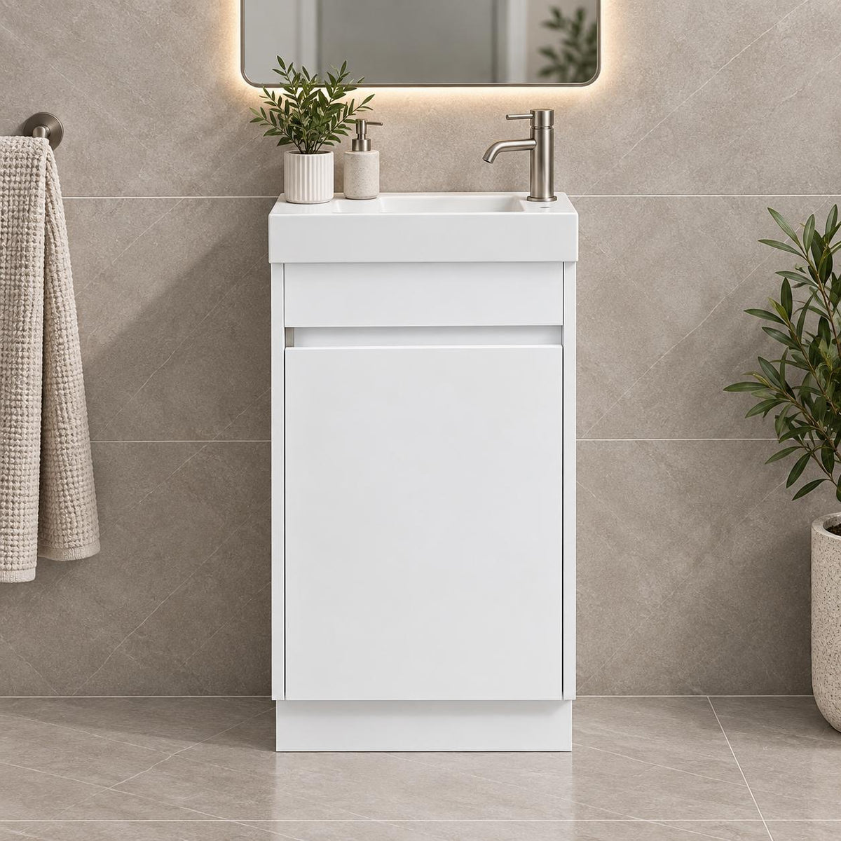 Paula 400mm PVC Slim Vanity on Kickboard 1th - 400x220x880mm