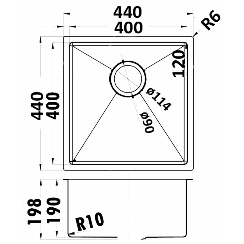 Eden Single Bowl Above / Undermount 400mm – alternate view