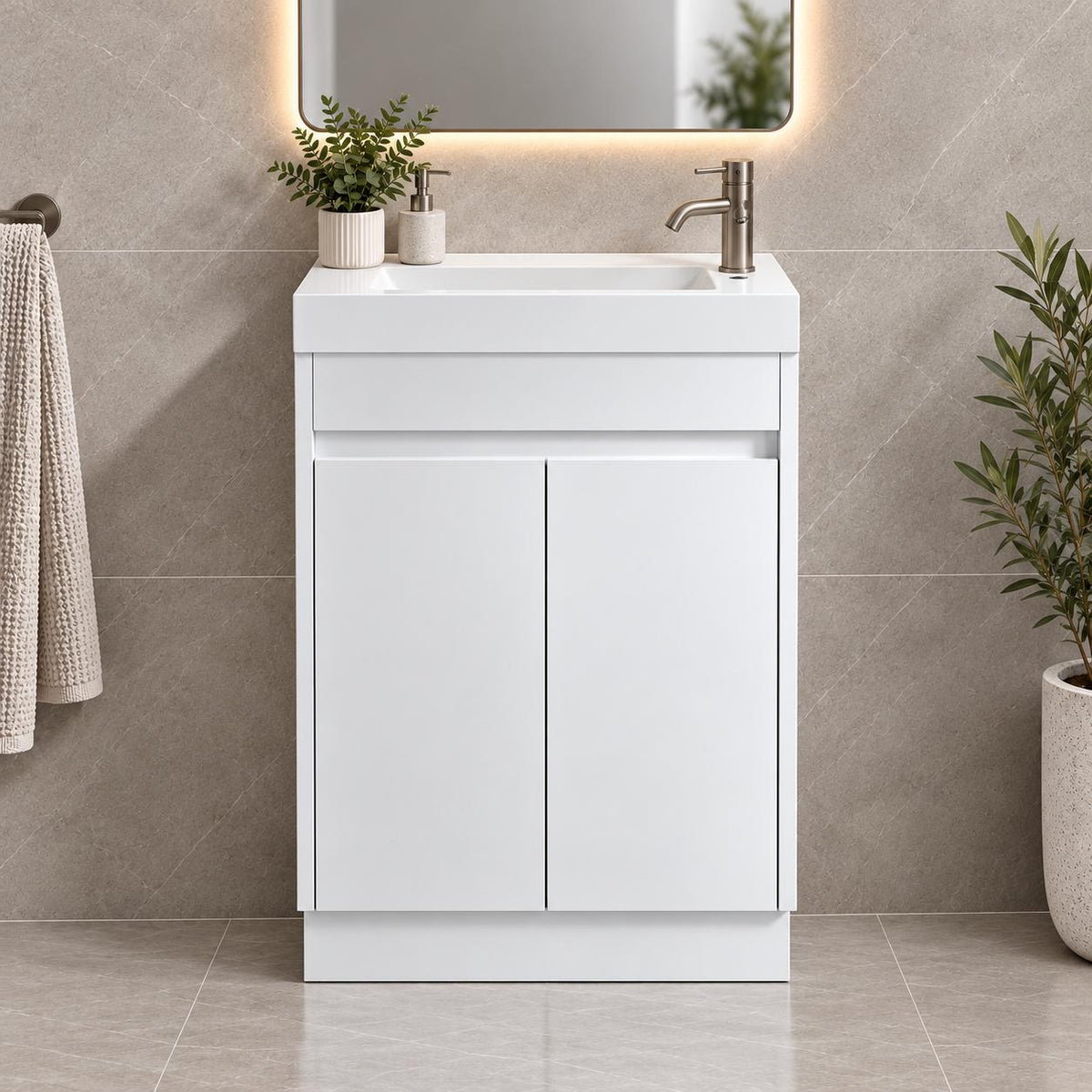 Paula 500mm PVC Slim Vanity on Kickboard 1th - 500x250x880mm
