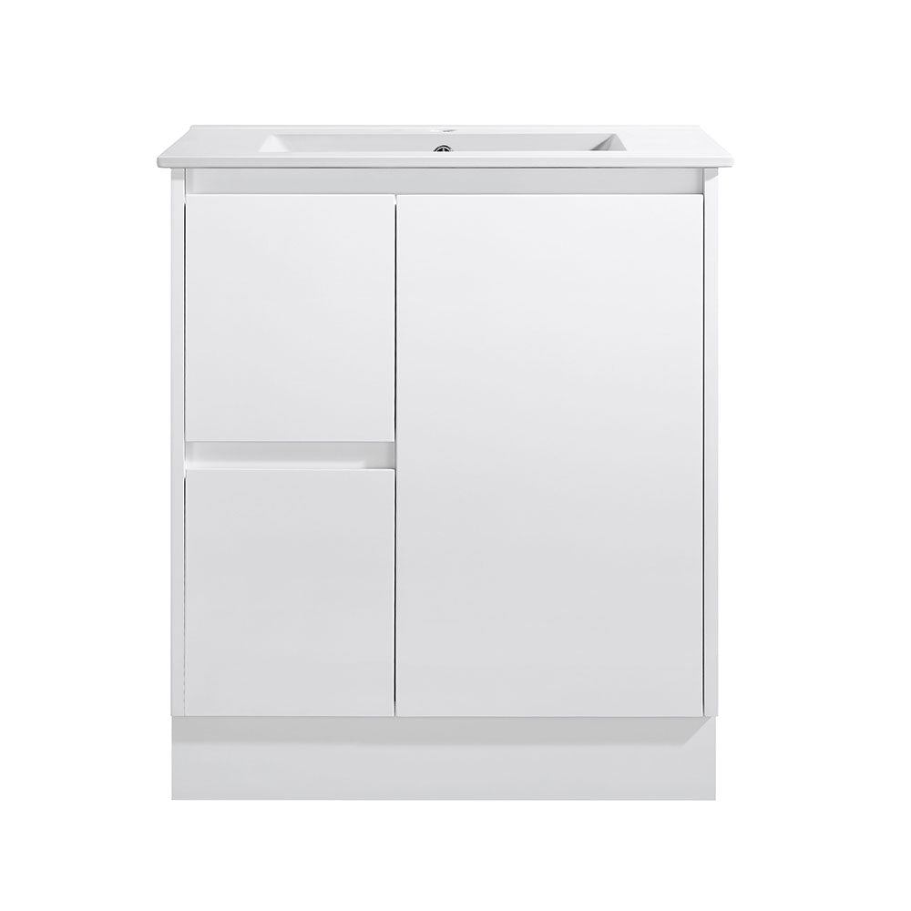 PS750L-KB - 750x460x880mm Kickboard PVC Waterproof Vanity with Ceramic Basin