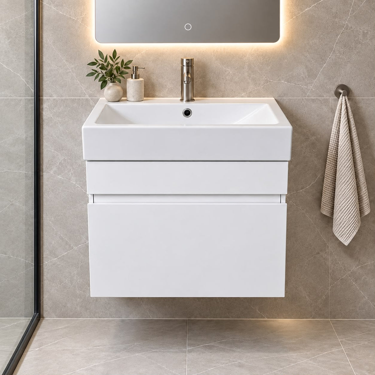 Paula 450mm PVC Slim Vanity Wall Hung 1th - 450x300x540mm