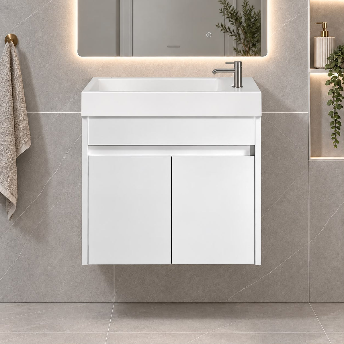 Paula 500mm PVC Slim Vanity Wall Hung 1th - 500x250x540mm