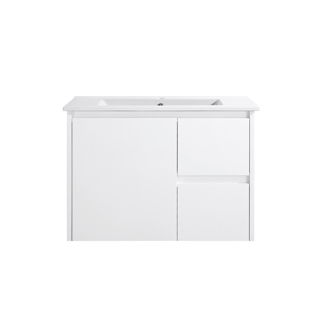 PWH750R - 750x460x540mm Wall Hung PVC Waterproof Vanity with Ceramic Basin
