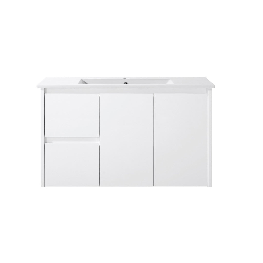 PWH900L - 900x460x540mm Wall Hung PVC Waterproof Vanity with Ceramic Basin