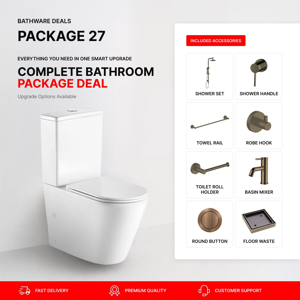 Antique Brass Bathroom Package – Complete Shower, Toilet & Accessory Set