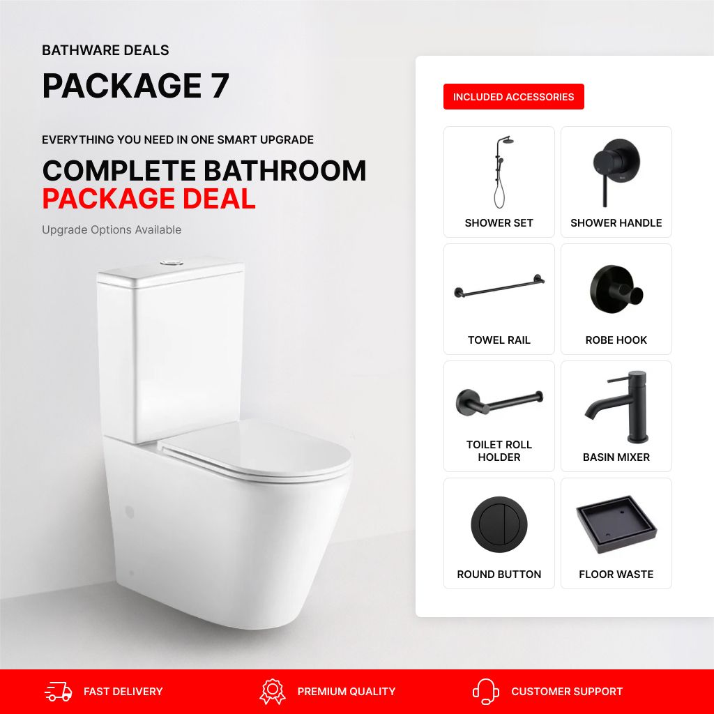Hali Matte Black Bathroom Package – Complete Shower, Toilet & Accessory Set
