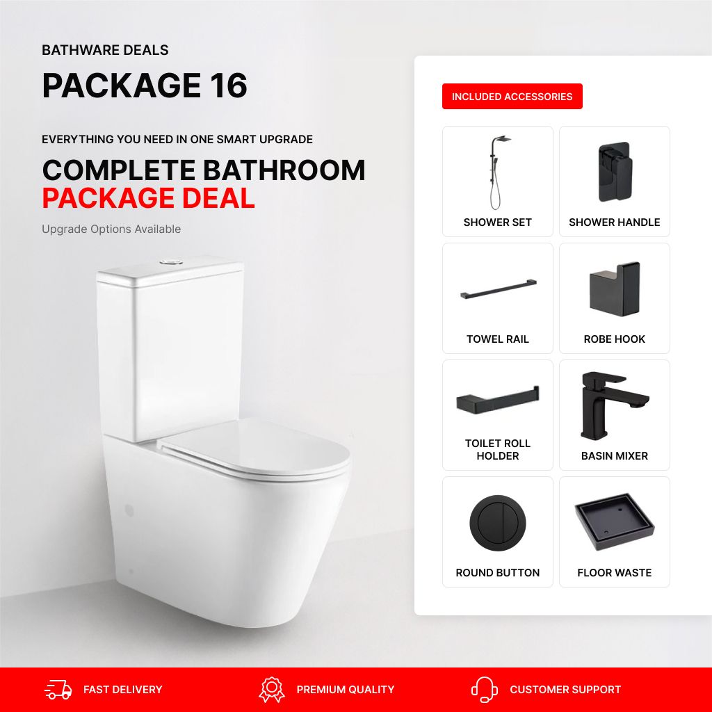 Nova Matte Black Bathroom Package – Complete Shower, Toilet & Accessory Set
