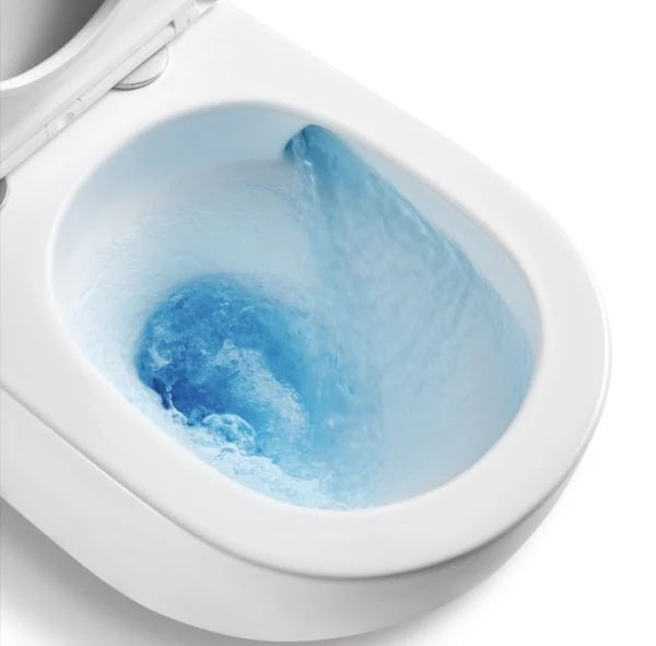Neilson Rimless Tornado Quiet Flush Toilet Suite – Gloss White – detail view
