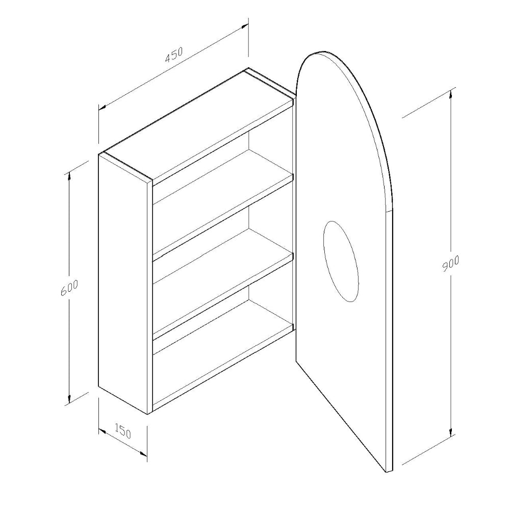 SA4590MB - 450x900x150mm Matte Black Polyurethane Peel Cabinet with Pencil Edge Mirror – view 4