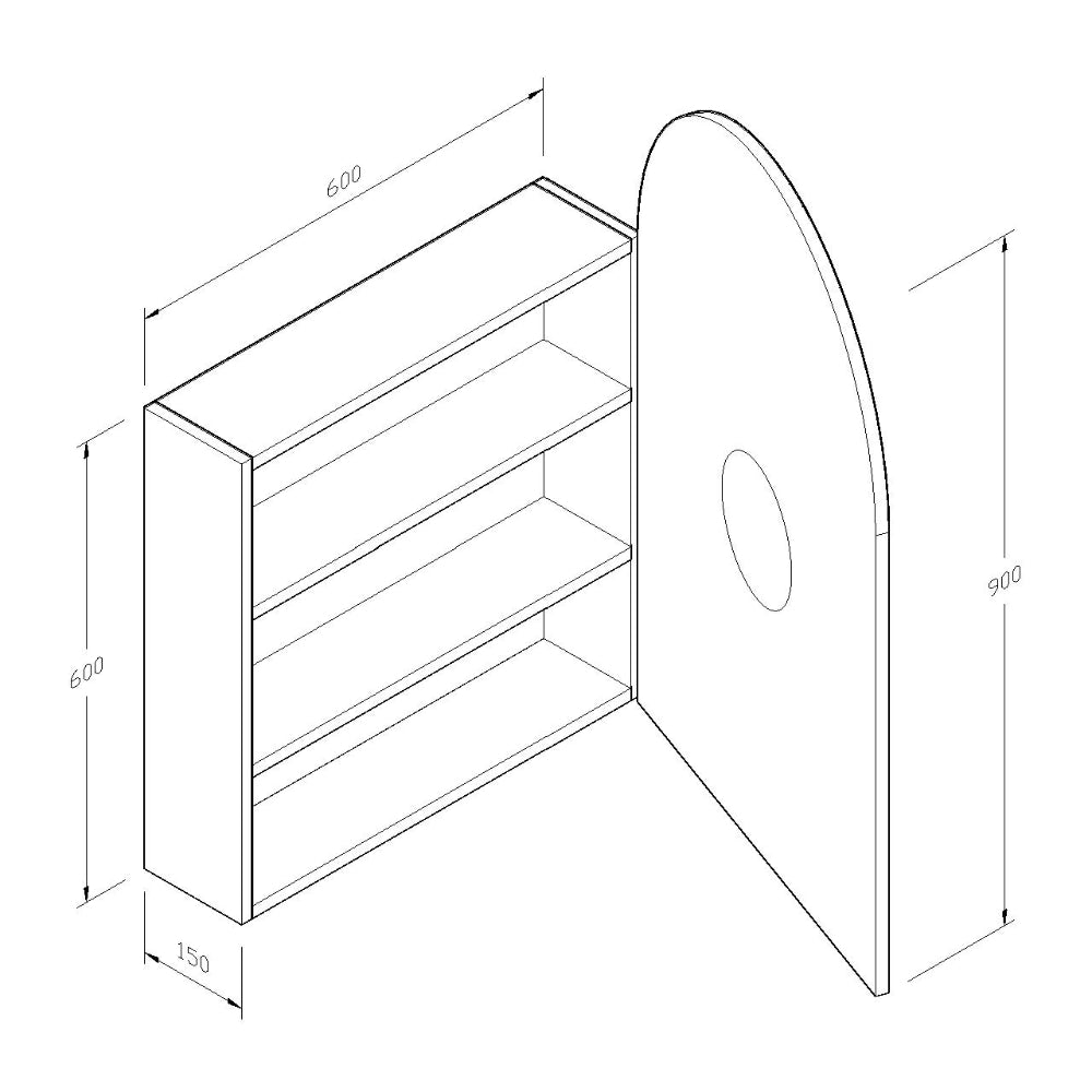 SA6090 - 600x900x150mm Matte White Polyurethane Peel Cabinet with Pencil Edge Mirror – detail view
