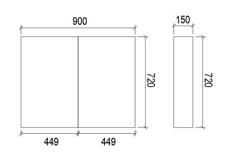 SD900 - 900x720x150mm Veneer Cabinet with Pencil Edge Mirror – alternate view