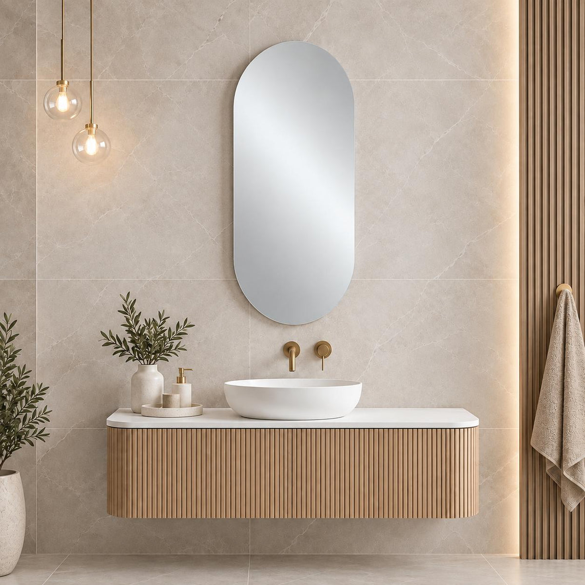 Pill Pencil Edge Mirror - 450 x 900mm