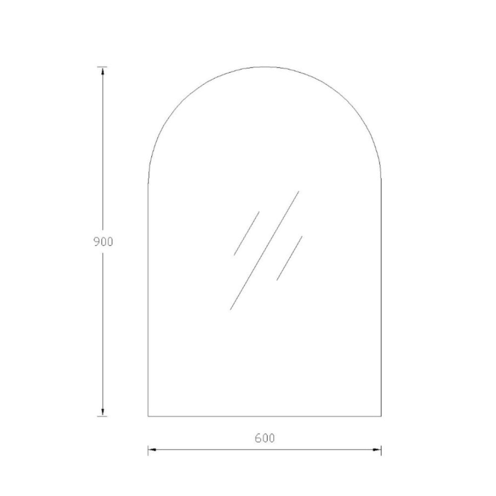 SE6090A - 600x900x5mm Pencil Edge Copper Free Arch Plain Mirror – alternate view