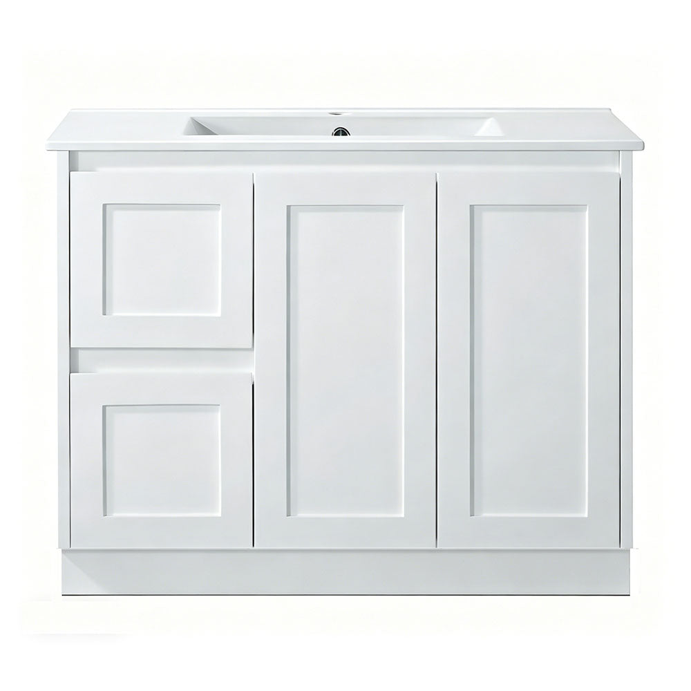 SH900L-KB - 900x460x880mm Shaker Style Kickboard MDF Vanity with Ceramic Basin