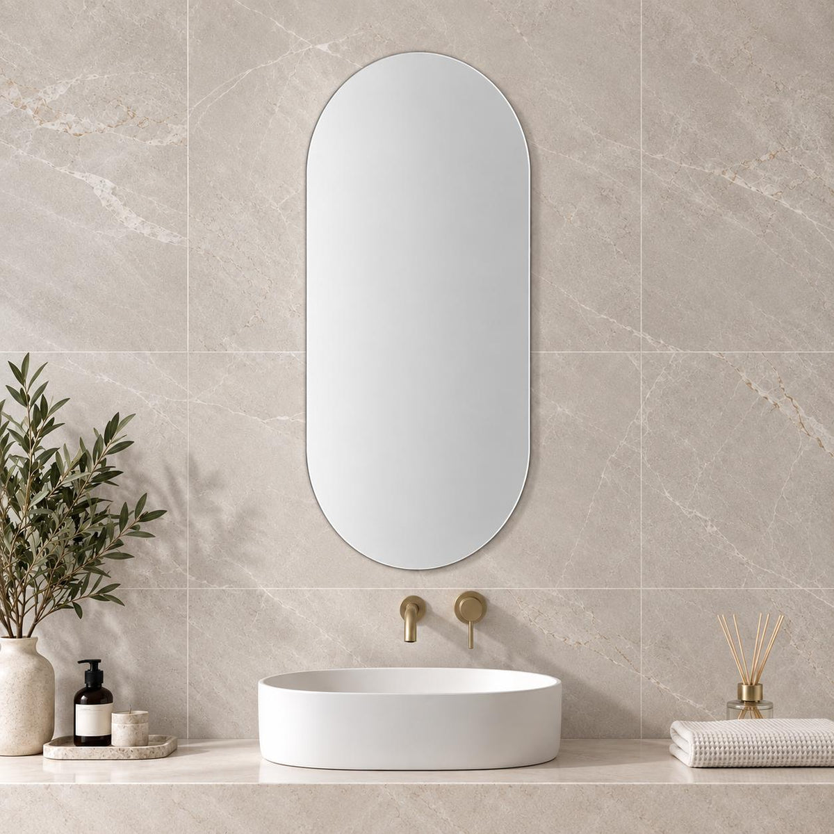 450mm Pill Shaving Cabinet Matte White - 450 x 900mm