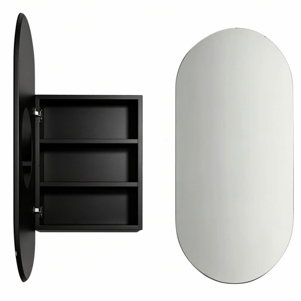 SP4590MB - 450x900x150mm Matte Black Polyurethane Peel Cabinet with Pencil Edge Mirror – alternate view