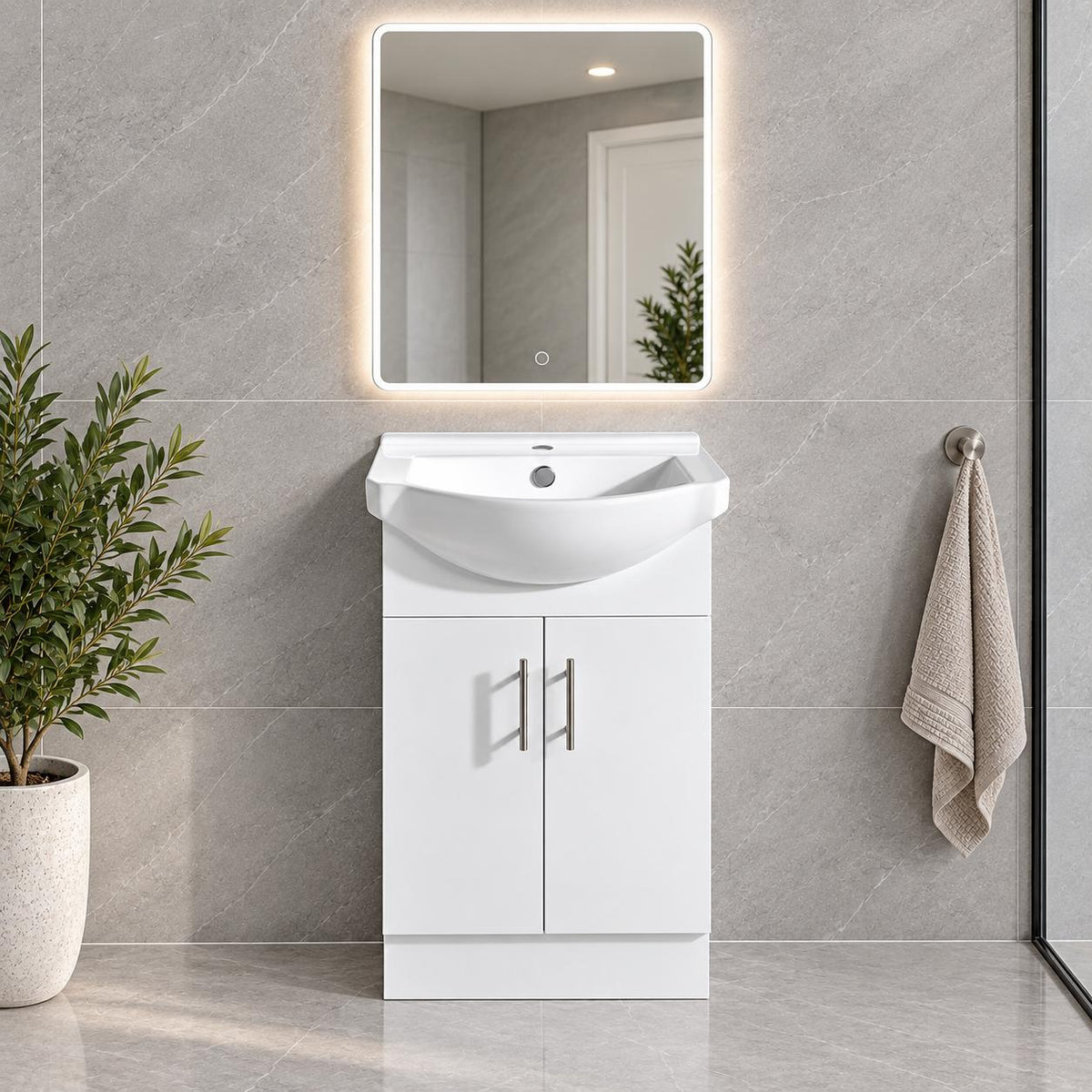 Brody 600mm Semi Recessed Vanity on Kickboard 1th - 600x480x890mm