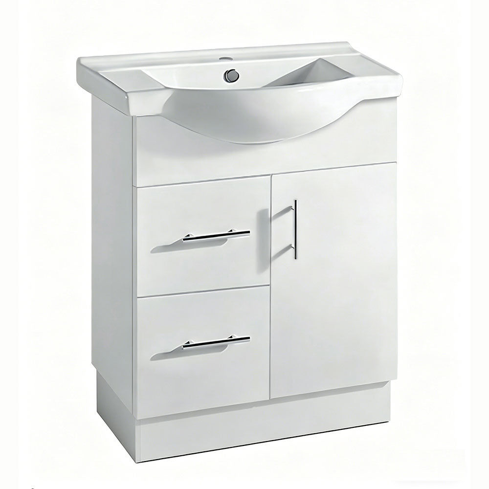 SR750L-KB - 750x480x890mm Semi Recess Kickboard MDF Vanity with Ceramic Basin