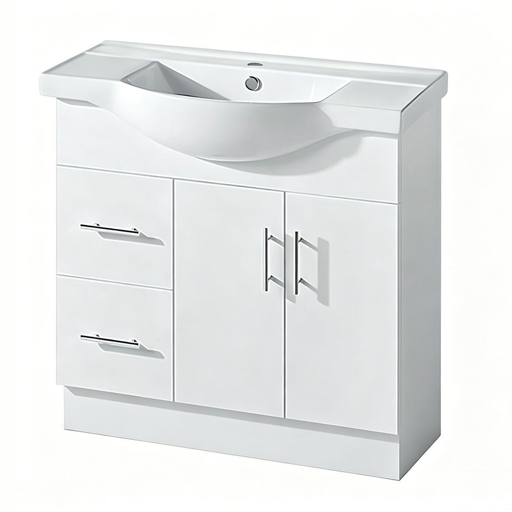 SR900L-KB - 900x480x890mm Semi Recess Kickboard MDF Vanity with Ceramic Basin