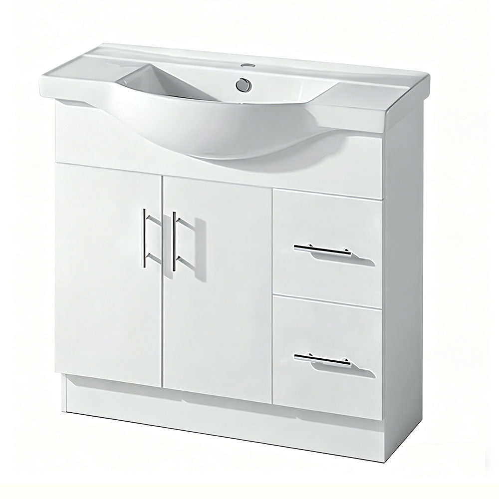 SR900R-KB - 900x480x890mm Semi Recess Kickboard MDF Vanity with Ceramic Basin