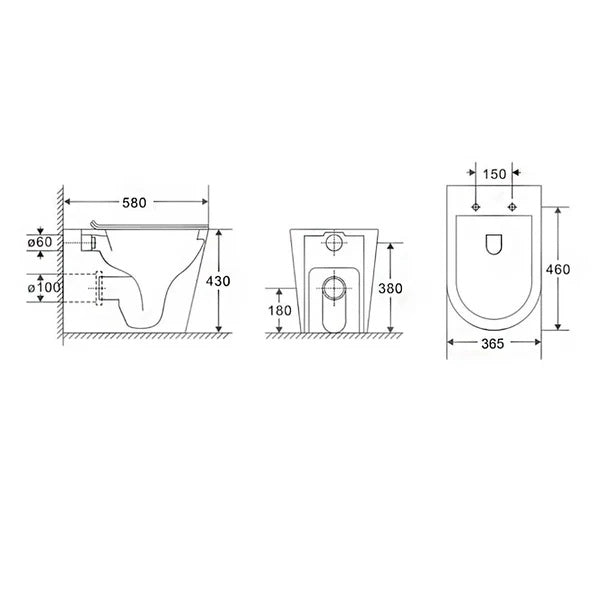 Siren Back-To-Wall Rimless In-Wall Floor Pan – Gloss White Pan Only – view 6