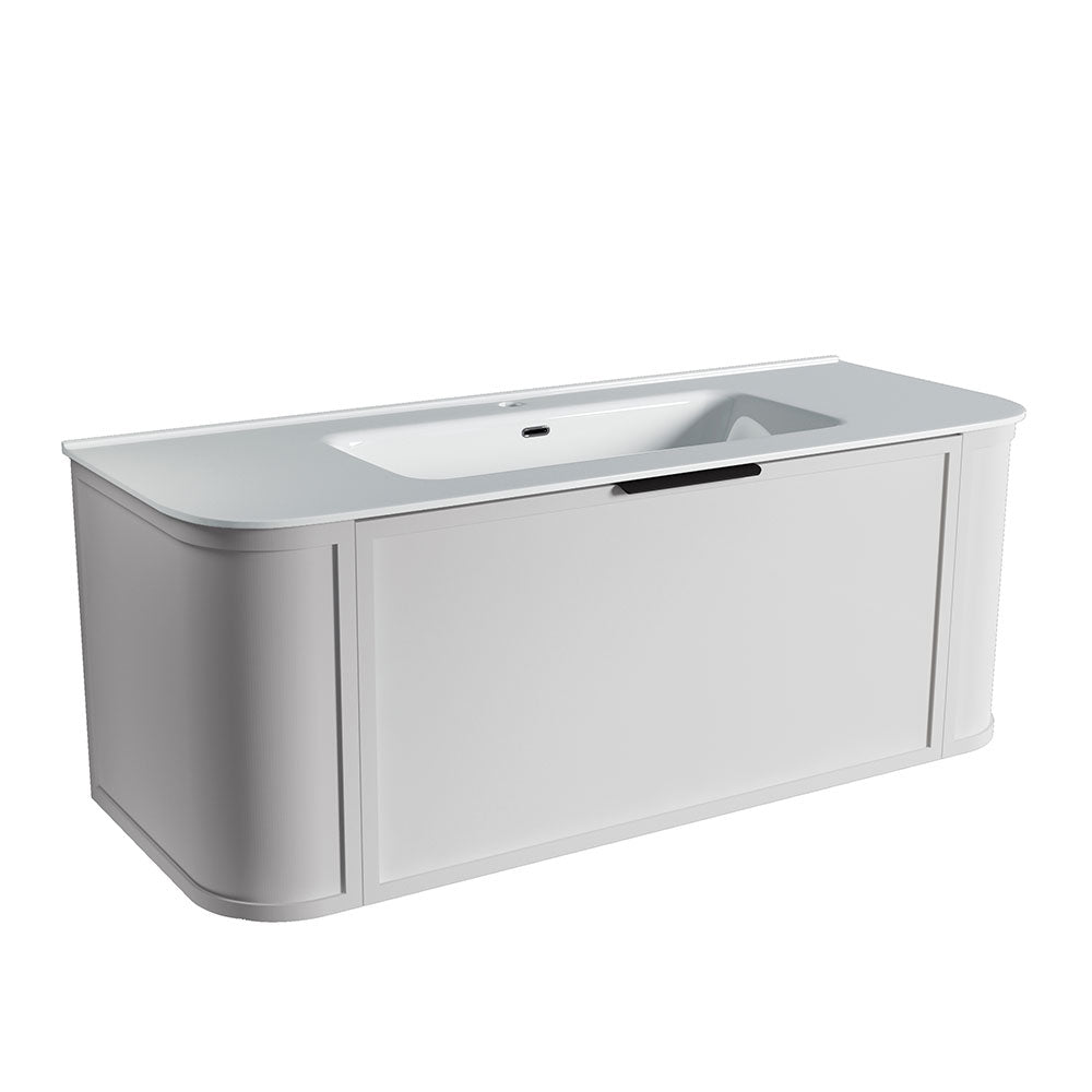 Curved Shaker Matte White Wall-Hung Vanity Units - 1200x460x420mm – alternate view