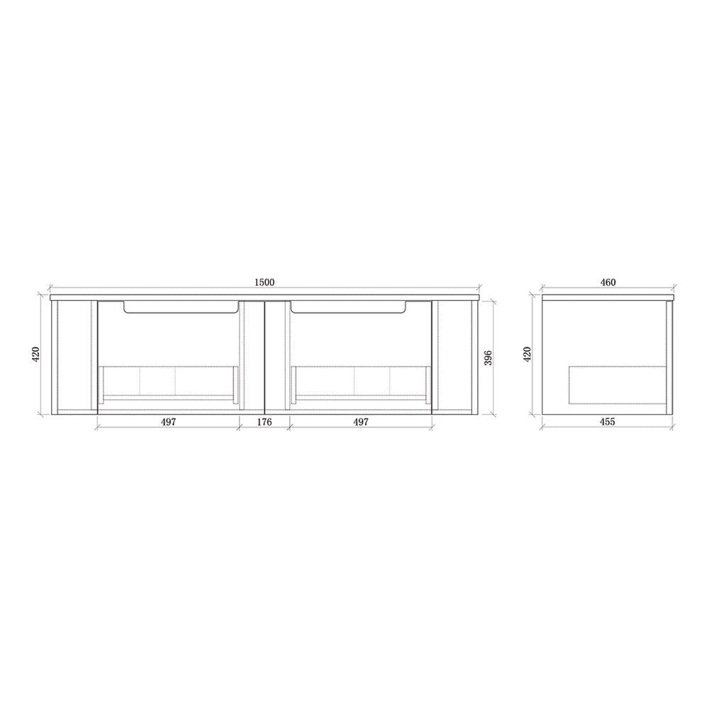 Fluted Matte White Wall-Hung Vanity Units - Single Bowl -1500x460x420mm – view 5