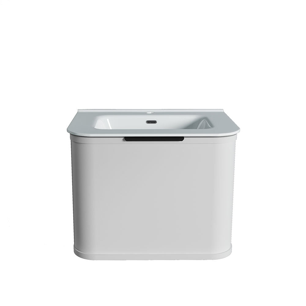 Curved Shaker Matte White Wall-Hung Vanity Units - 600x460x420mm