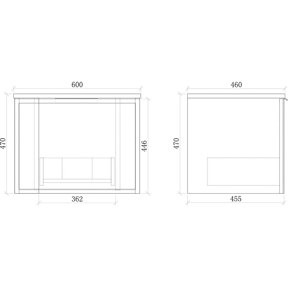Curved Shaker Matte White Wall-Hung Vanity Units - 600x460x420mm – view 5