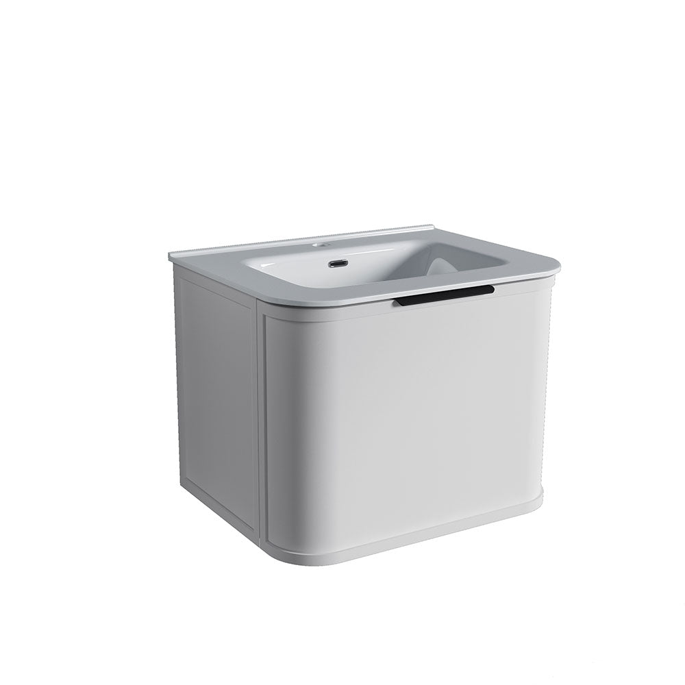 Curved Shaker Matte White Wall-Hung Vanity Units - 600x460x420mm – alternate view
