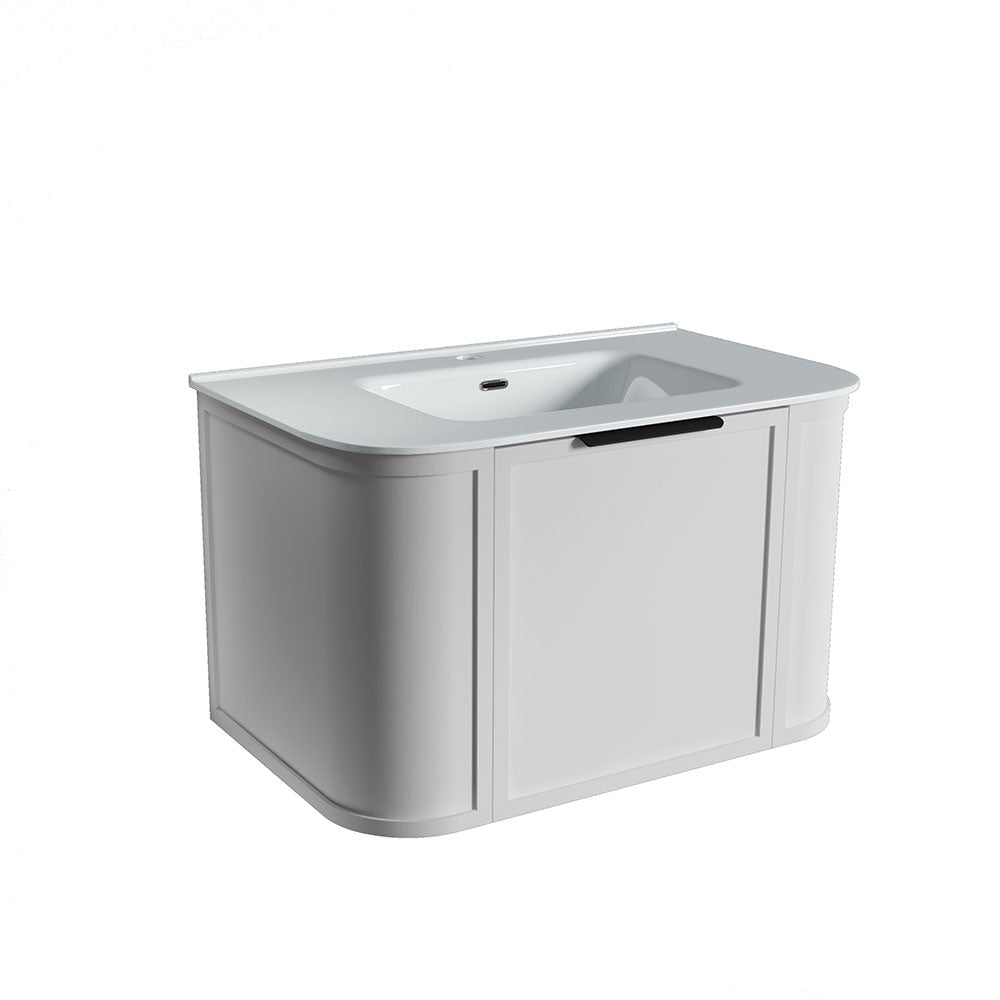 Curved Shaker Matte White Wall-Hung Vanity Units - 750x460x420mm – alternate view