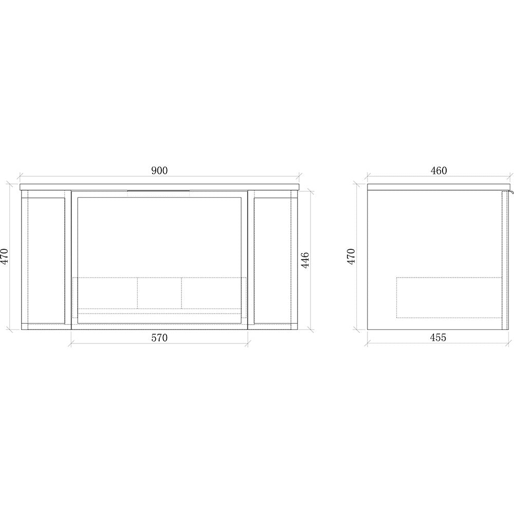 Curved Shaker Matte White Wall-Hung Vanity Units - 900x460x420mm – view 5