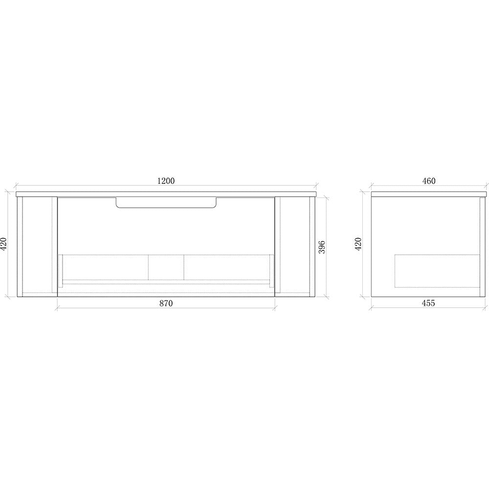 Fluted Matte White Wall-Hung Vanity Units - 1200x460x420mm – view 5