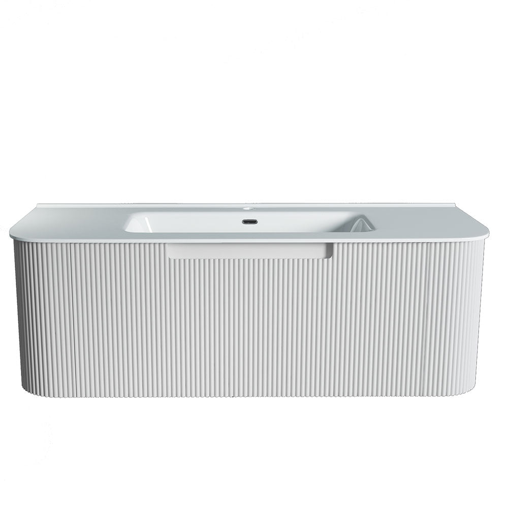 Fluted Matte White Wall-Hung Vanity Units - 1200x460x420mm