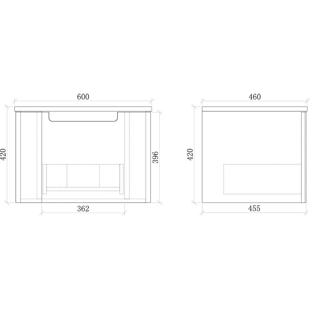 Fluted Natural Oak Wall-Hung Vanity Units - 600x460x420mm – view 5