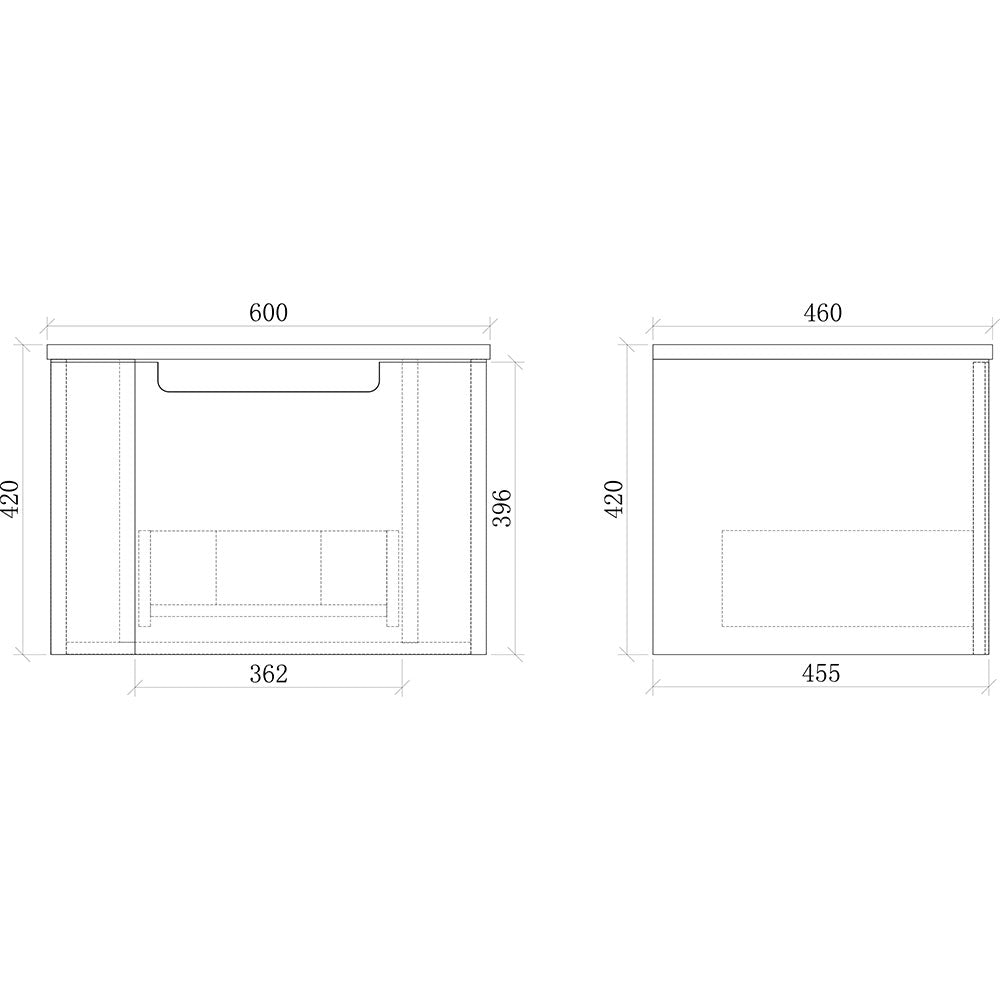 Fluted Matte Black Wall-Hung Vanity Units - 600x460x420mm – view 5
