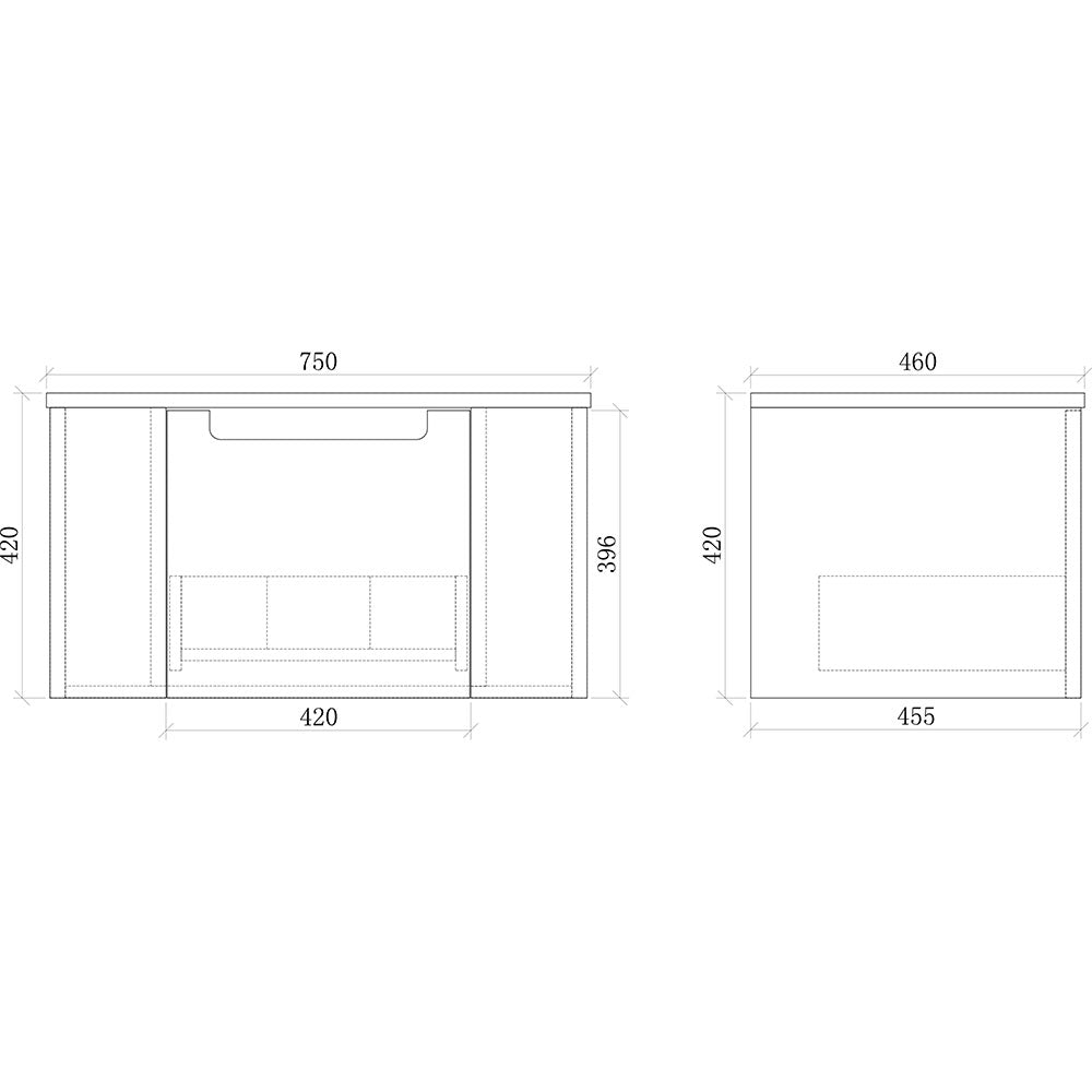 Fluted Matte White Wall-Hung Vanity Units - 750x460x420mm – view 5