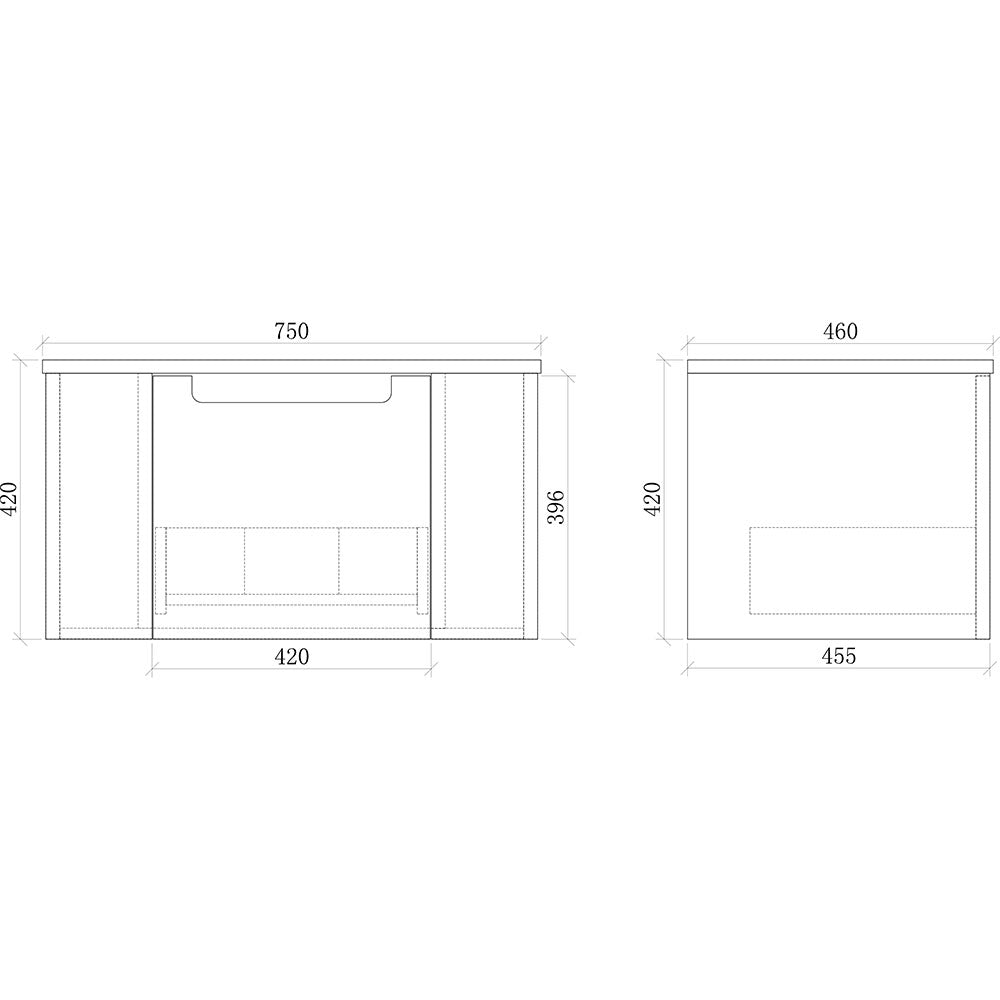 Fluted Matte Black Wall-Hung Vanity Units - 750x460x420mm – view 5