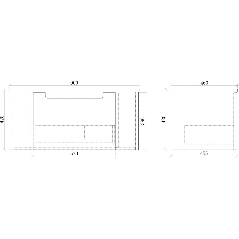 Fluted Matte Black Wall-Hung Vanity Units - 900x460x420mm – view 5