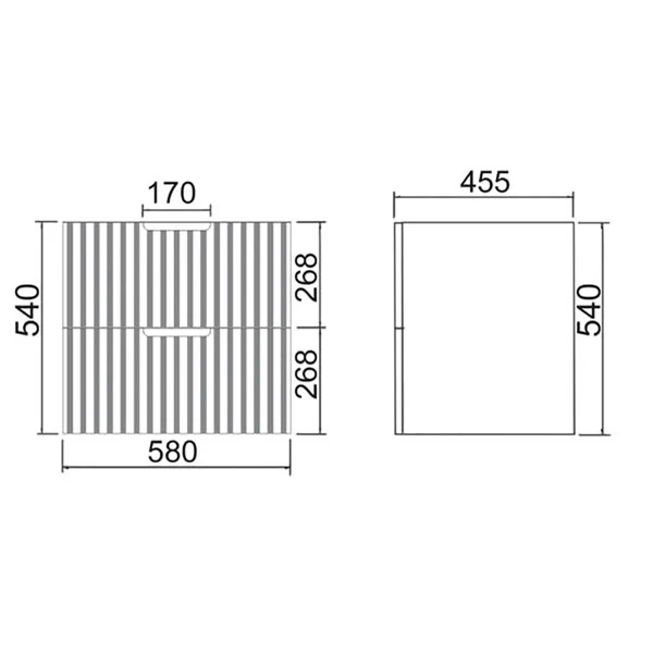 600mm Wall Hung Bathroom Vanity Two Drawer Matte White V Groove – view 4