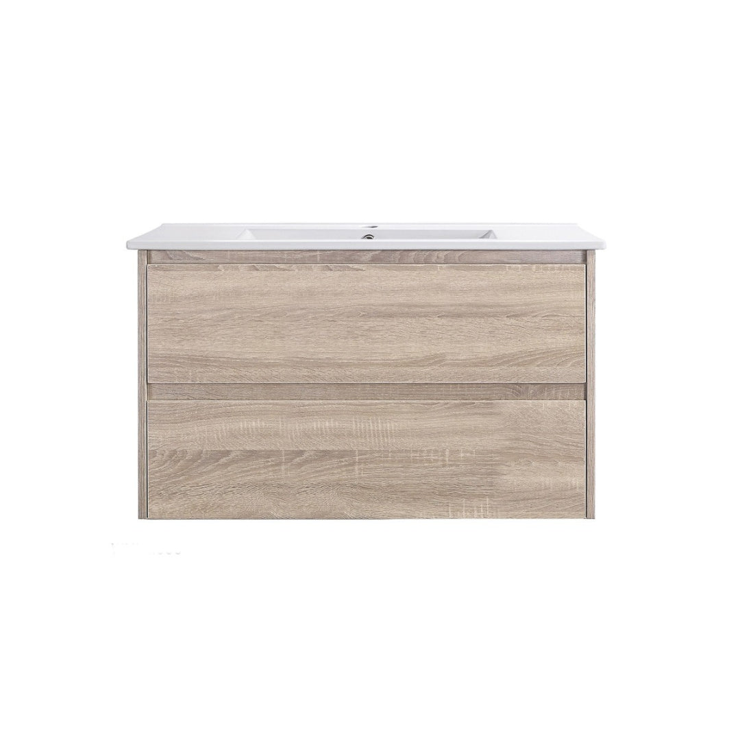 WHLM900 - 900x460x540mm Wall Hung Veneer Vanity with Ceramic Basin