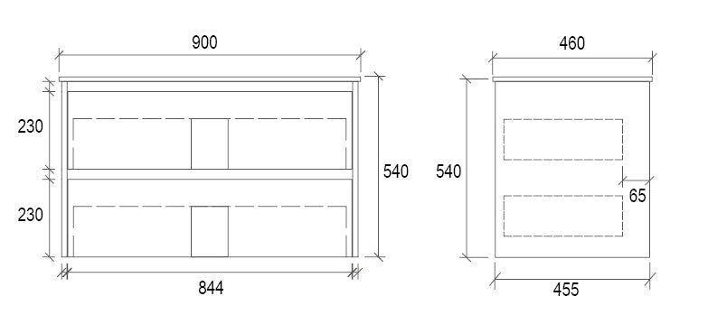 WHLM900 - 900x460x540mm Wall Hung Veneer Vanity with Ceramic Basin – alternate view
