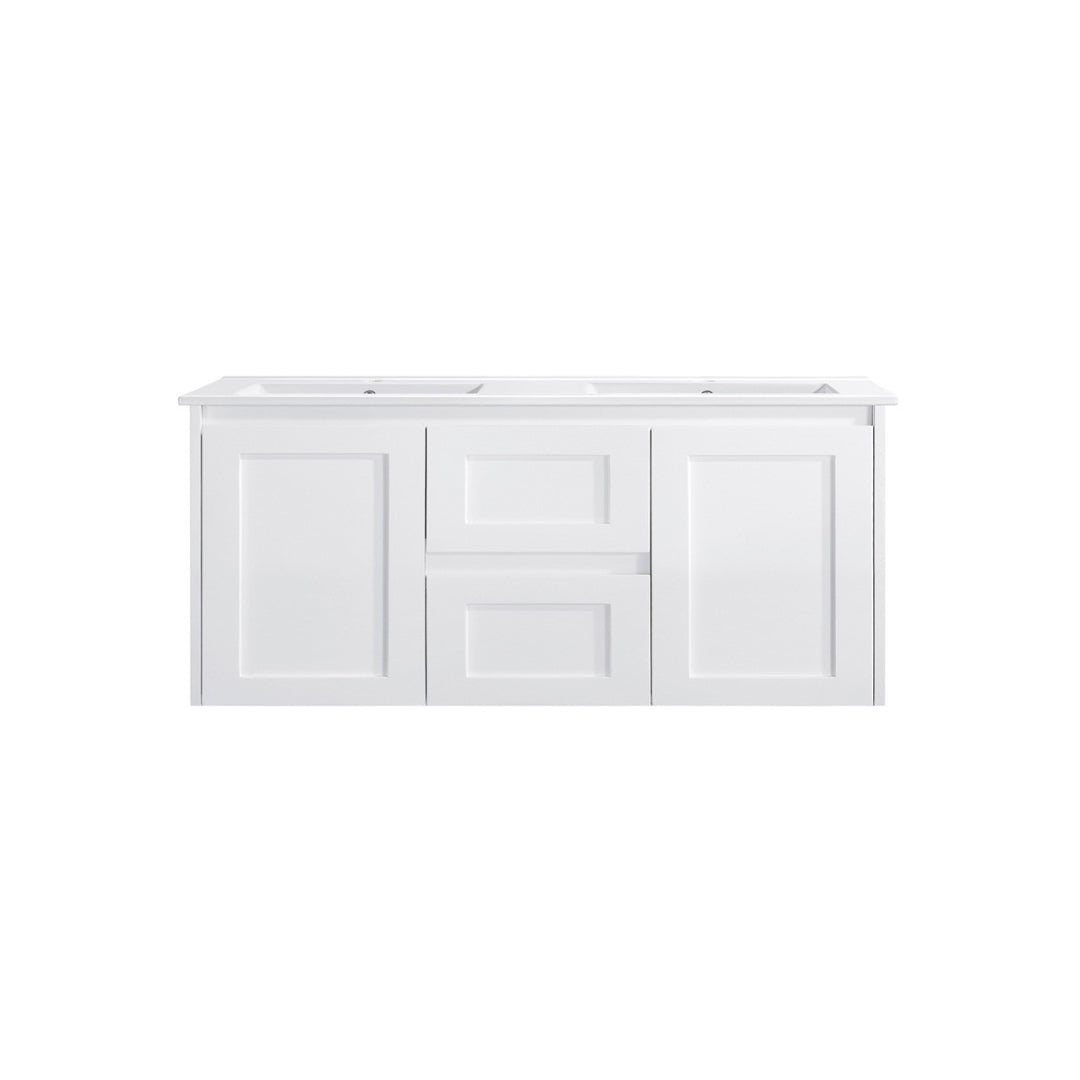 WHSH1200D - 1200x460x540mm Wall Hung Vanity with Shaker Doors and Double Bowl