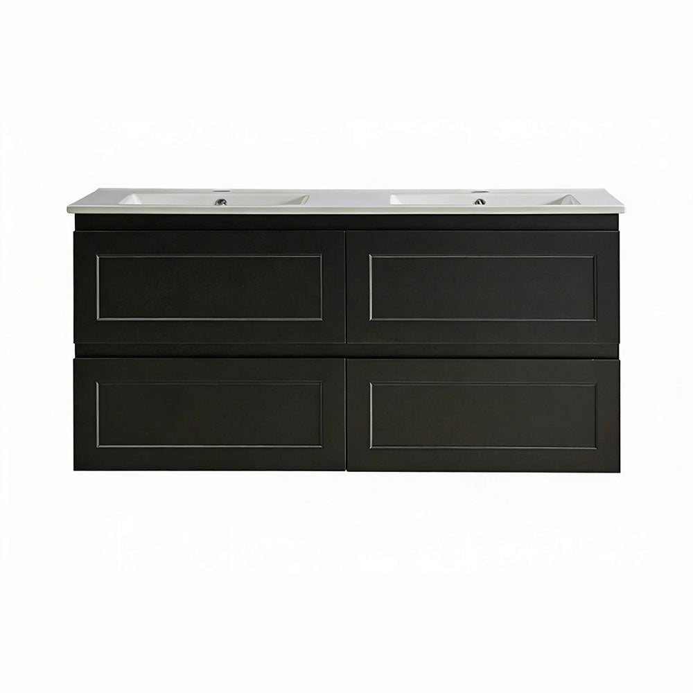 WHSH1200DMB - 1200x460x540mm Wall Hung Shaker Style Vanity with Ceramic Basin