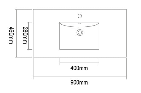 WS900 - 900x460mm Tear White Stone Top with Undermount Basin – alternate view