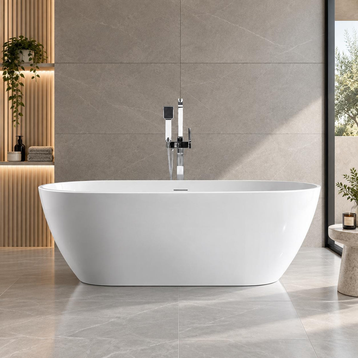 Egg Shape Gloss White Freestanding Bath - 1400mm