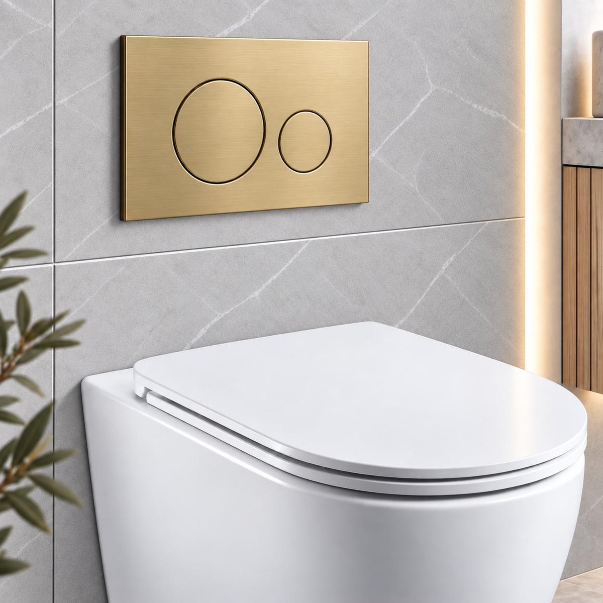 Stainless Steel Round Flush Buttons for Geberit Sigma – Brushed Gold